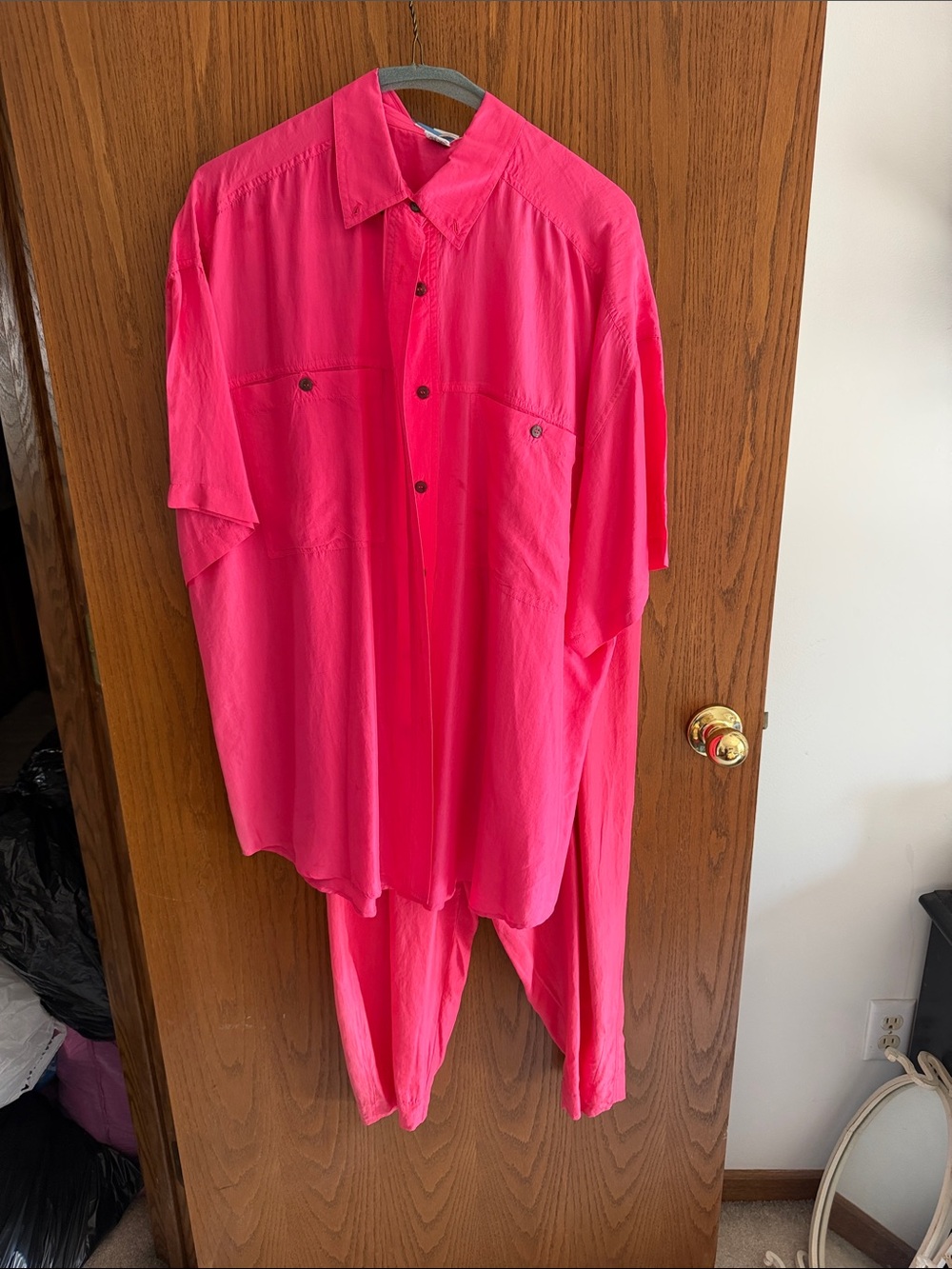 Express Women's Short Sleeve Button Shirt - Hot Pink